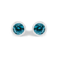 14K White Gold 1.0 Cttw Bezel Set Lab Grown Blue Diamond Solitaire Stud Earrings