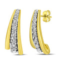 10K Yellow Gold Plated .925 Sterling Silver 0.50 Cttw Round Diamond Graduated Huggie Earrings (I-J Color, I2-I3 Clarity)