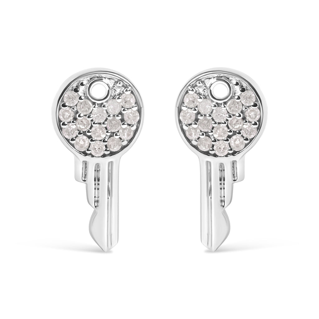 925 Sterling Silver 1/6ct TDW Diamond Charm Earrings