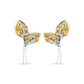 925 Sterling Silver 1/16ct TDW  Yellow Treated Diamond Leaf Earrings