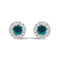 .925 Sterling Silver 1/2 Cttw Blue Diamond Halo Stud Earring