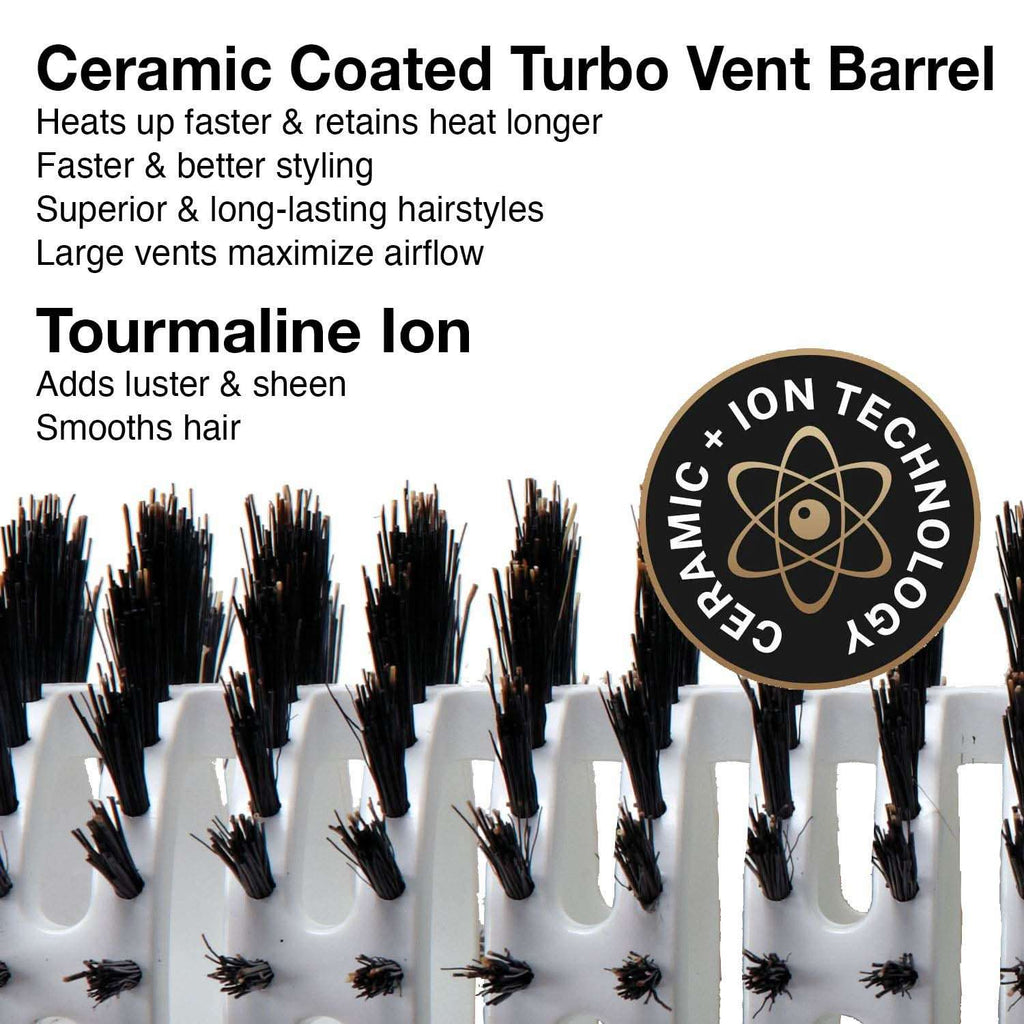 Olivia Garden Ceramic and Ion Turbo Vent 100% Boar Bristle Round Hair Brush CI-BR (4 1/2")