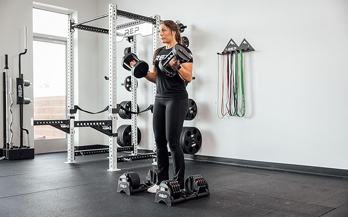 Rep Fitness Quickdraw Adjustable Dumbbells, Multiple weight ranges available including: 5-30, 5-40,5-50 and 5-60 lbs