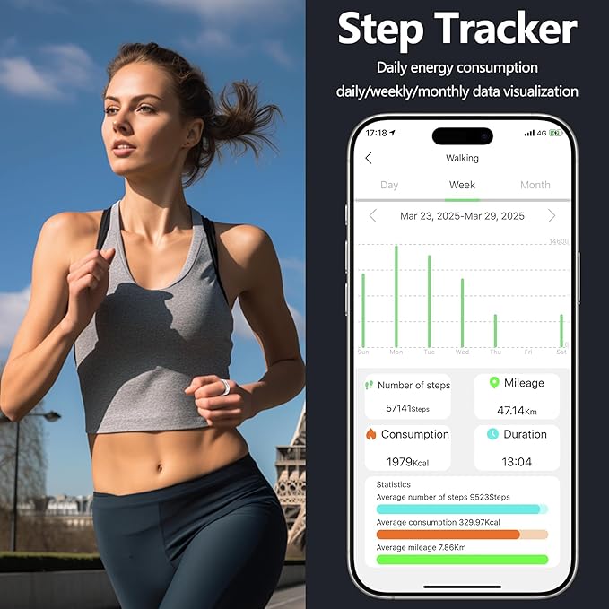 Thin Smart Ring for Fitness & Health Tracking -Heart Rate/Blood Oxygen Monitor, 5ATM Waterproof, Sleep Analysis, Pedometer -No APP Subscription Compatible with Smartphone (Silver, 12)