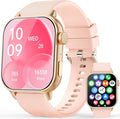 Smart Watches for Men Women, 1.85'' AMOLED HD Fitness Tracker with 100+ Sports Modes, Smartwatches with Bluetooth Call/Heart Rate/Sleep Monitor/Pedometer, IP68 Waterproof Watch for Swimming, Gold
