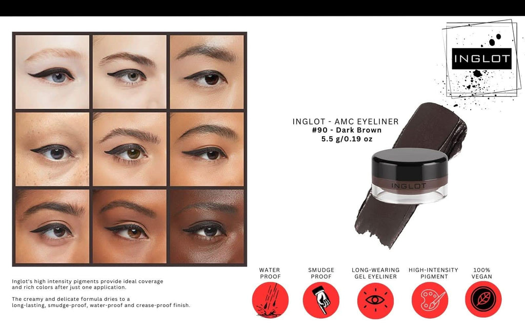 Inglot AMC Eyeliner Gel 77 & 90 + Duraline Bundle | 3 Piece Set