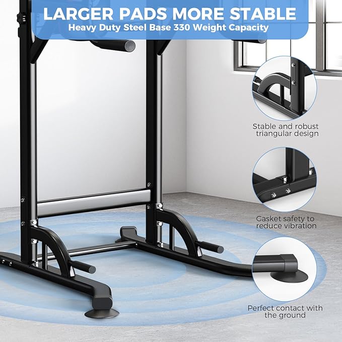 ZENOVA Pull Up Bar Dip Station Multi-Function Strength Training Equipment for Men Women Muscle Building 330/500 LBS Weight Capacity