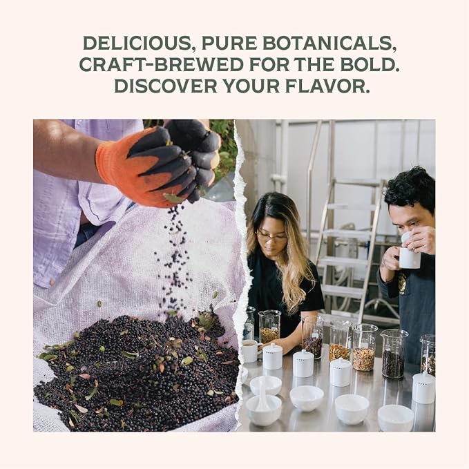 Rishi Tea Black Lemon Sparkling Botanicals Sparkling Water - Organic, Unsweetened, Zero Added Sugar, Caffeinated, Craft-Brewed From Real Plants - 12 oz (Pack of 12)