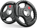 GIKPAL 2-inch Rubber Olympic Grip Weight Plates for Strength Training, Weightlifting in Home & Gym, Barbell Weights Plates Set (2.5/5/10/25/35/45 LB)