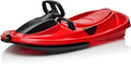 Snow Sled for Kids, Adults - Toboggan Sled, Easy Turning Steering Wheel, Anti-Slip Seat, Pull Up Brake, Durable Plastic Sled, Lightweight, Snow Sleds, Age 3+ 260 lbs