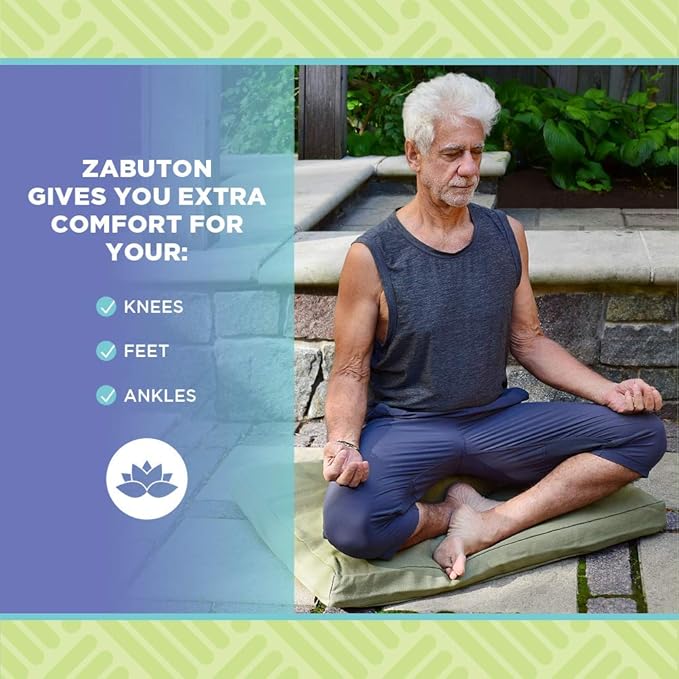Bean Products Meditation Cushion - Zabuton Meditation Pillows for Sitting on Floor, Yoga Cushion, Cotton Yoga Pillow, Zen Kneeling Prayer Pad- Made in USA - Standard 24x24x2, Stone Gray
