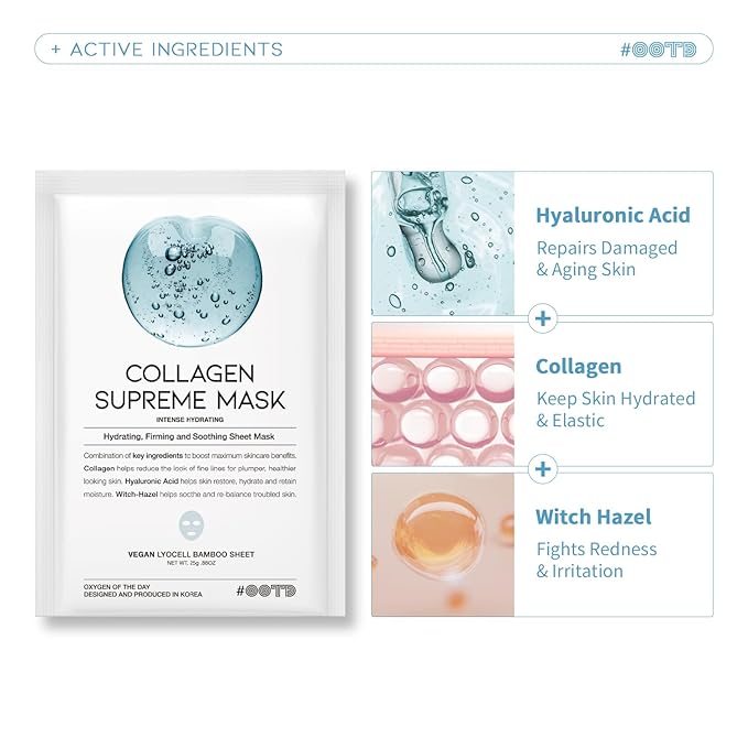Hydrating Soothing Sheet Masks Gift Set for Skincare, Korean Vegan Sheet Mask for Dry, Sensitive Skin, Calming, Smoothing, Brightening, Collagen, Ceramide, Cica, Hyaluronic Acid 30EA