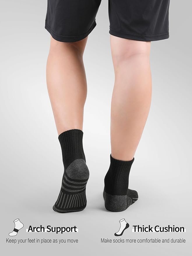 Airacker Athletic Quarter Socks with Cushion Running Ankle Socks for Men Women 6 Pairs