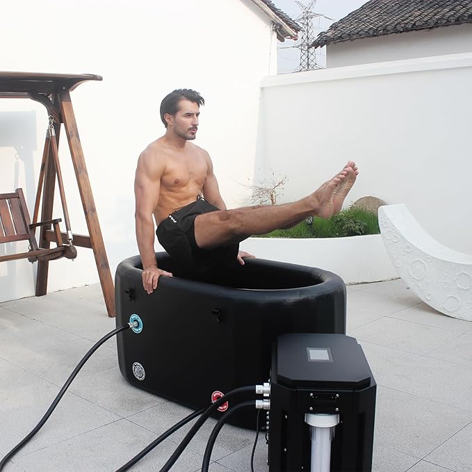 Freein Ice Bath Tub For Athletes Water Chiller Compatible Cold Plunge Outdoor, Portable, Foldable Cold Plunge Tub for Adults 52"x28"x24" Inflatable Recovery PRO
