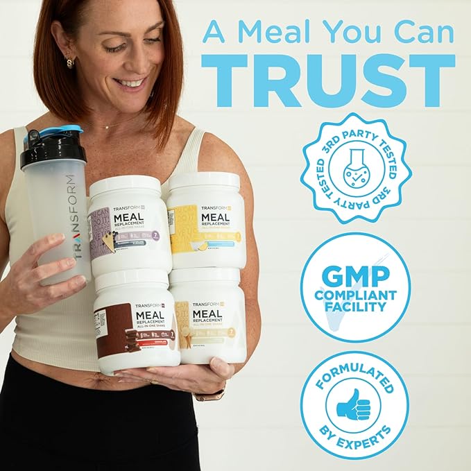TransformHQ Meal Replacement Shake Powder 7 Servings (Strawberry & Cream) - Gluten Free, Non-GMO