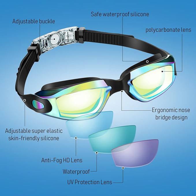 Konohan 10 Pack Swim Goggles Bulk for Kids adult Pool Goggles Anti Fog Silicone No Leak Swimming Glasses for Men Women Youth