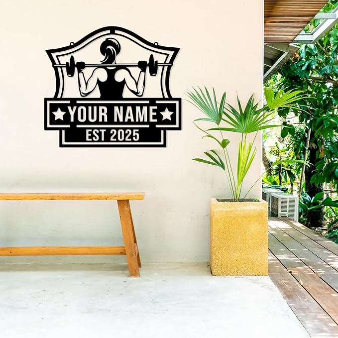 Personalized Metal Gym Sign, Custom Fitness Metal Wall Decor, Body Builder Lovers Gift, Gym Custom Unique Metal Wall Art, fitness room decor, home gym decor, gym wall art (Style-2)