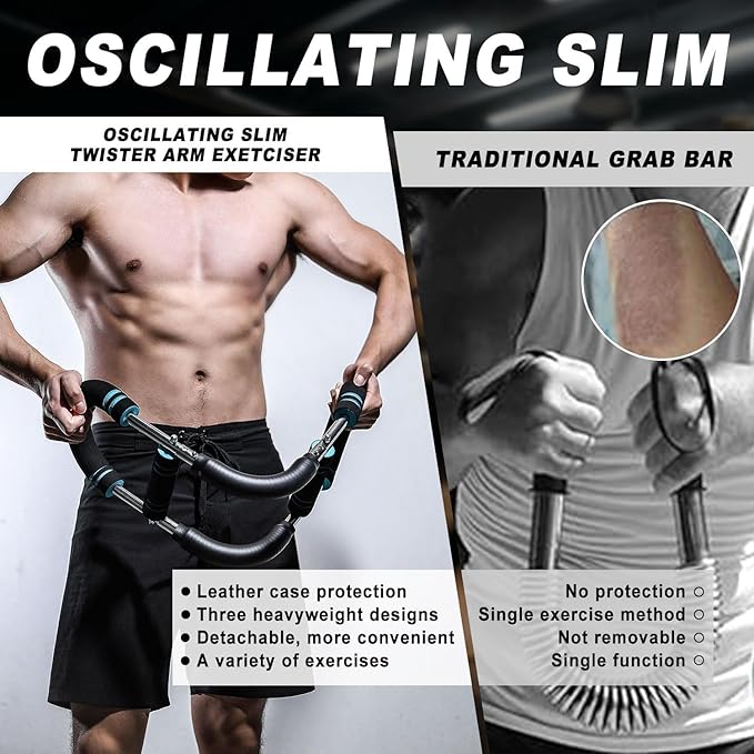 BIGWET Arm Trainer, 60~130LB Adjustable Spring Workout Bar, Forearm Triceps Chest Enhanced Exercise Strengthener,Portable Home Fitness Equipment