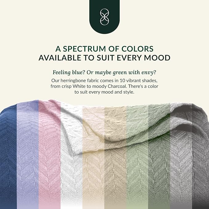 Cloud Scape Linen 100% Cotton Blanket King Size for Bed – Lightweight Summer Blanket, Herringbone Weave,fits California King Size Bed, 92x108,Light Grey
