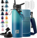 Insulated Water Bottle | Thickened Stainless Steel Vacuum Metal | Portable Sports Water Jug for Gym and Hiking with Straw, Carrier Bag, Handle Strap | BPA-Free 40 oz
