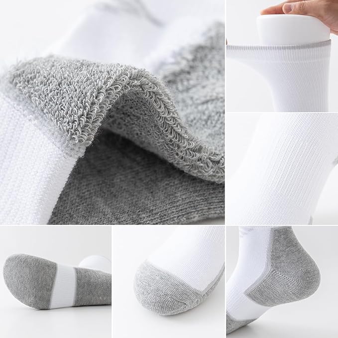 JOYNÉE 5/10 Pairs Mens Lightweight Athletic Crew Socks Cushioned Breathable Long Socks for Sports Running