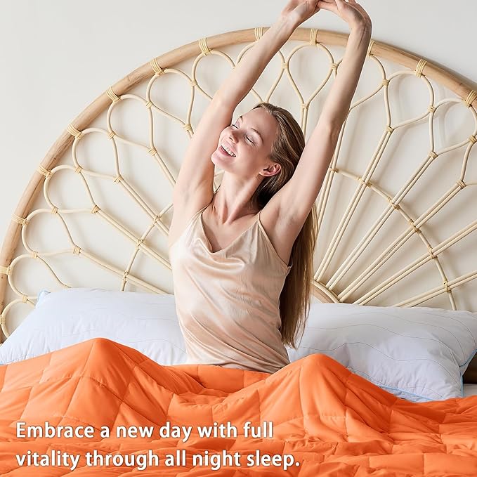 King Size Weighted Blanket for Adults (30 lbs, 80” x 87”, Orang) Cooling Heavy Blanket for Sleeping Perfect for 290-310 lbs, Breathable Blanket for Adults & Couple All Season, Machine Washable