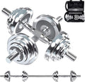 VIVITORY Fitness Dumbbells Set, Adjustable Weight Sets up to 11/22/44/66/110 lbs, with Metal Connecting Rod Used As Barbell, Chromed Weights, Hardcover Gift Box, Home Gym Work Out Training Equipment