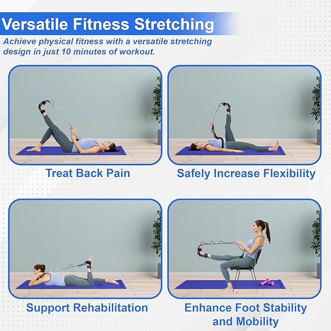 Stretch Strap with Loops for Foot and Calf - Ideal for Physical Therapy, Achilles Tendonitis Relief, and Plantar Fasciitis - Perfect for Yoga, Gymnastics, and Flexibility Training