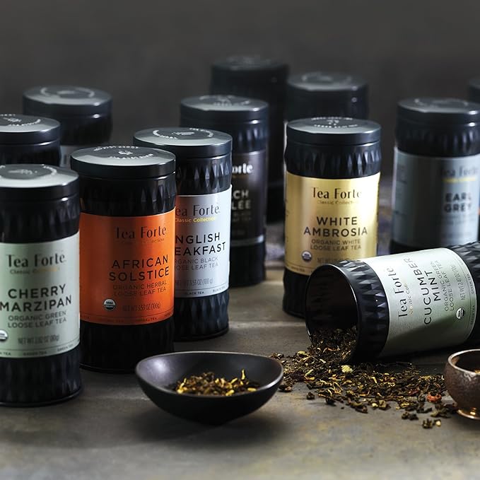 Tea Forte African Solstice Premium Organic Loose Leaf Caffeine-Free Herbal Tea Blend Canister, Makes 35-50 Cups, Tea Gifts for Mother's Day