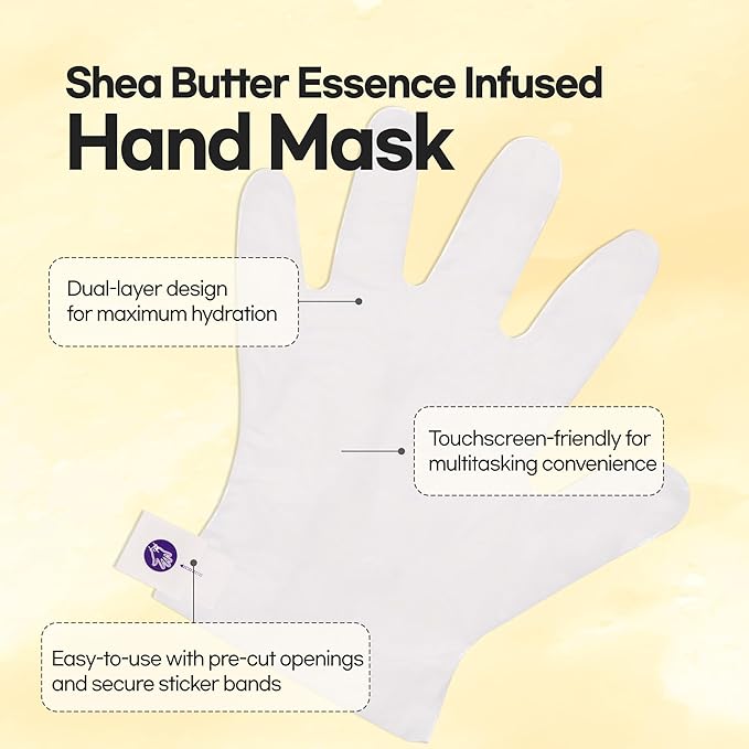 Epielle Hydrating Hand & Foot Masks 12 Pairs, Deep Moisturizing Socks & Gloves, Soften Dry Hands & Cracked Heels with Shea Butter & Jojoba Oil, Korean Skin Care, Foot Spa, Self Care Gifts for Women