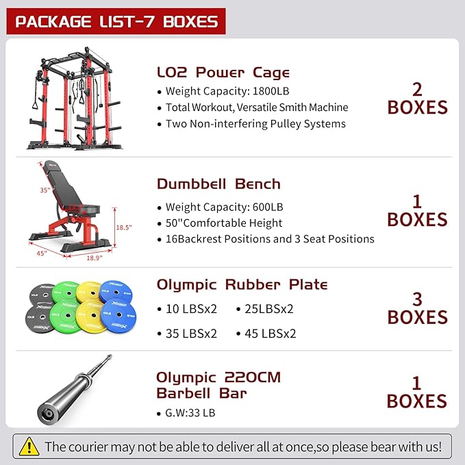 Power Cage,1600lbs Multi-Function Power Rack with Adjustable Cable Crossover System and More Training Attachment, Weight Cage for Home Gym