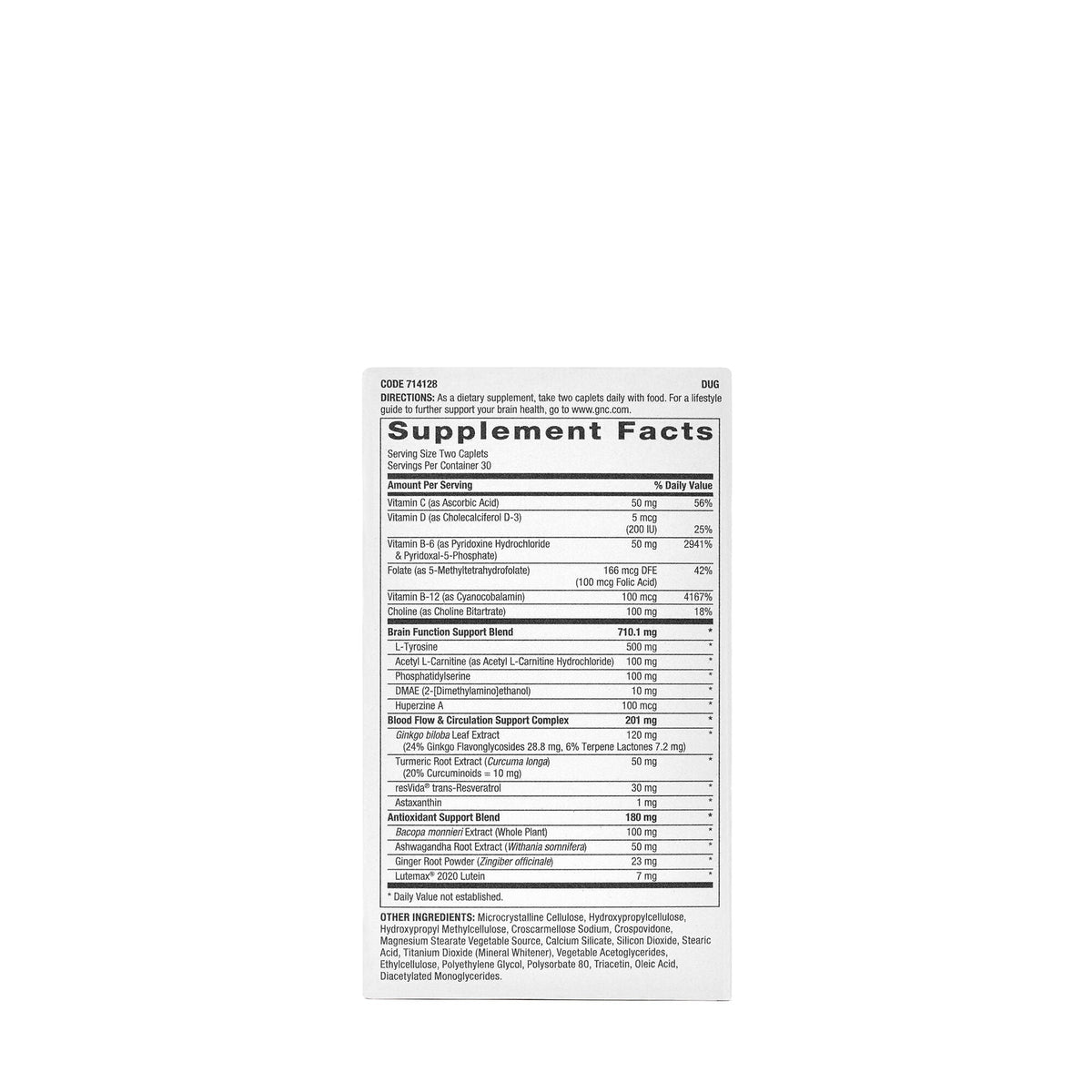 GNC Preventive Nutrition Brain Health Formula, 60 Caplets