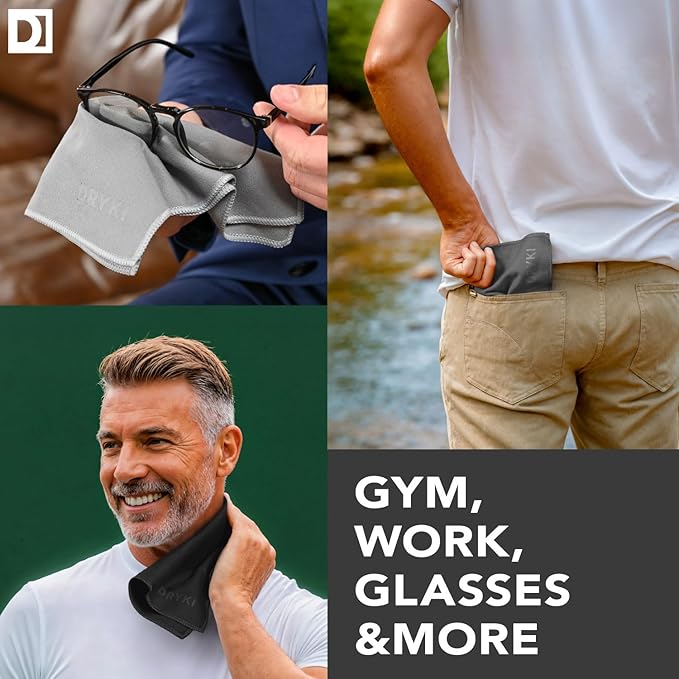 Pocket-Sized Sweat Towels - The Original Sweat Absorbing Handkerchiefs - Quick-Dry Microfiber Sweat Rags for Face, Hands, & Body - Men & Women - Gym, Sports, and Work (Jungle Cat: 5 Pack)