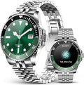 AI Smart Watch, DA GPT AI Waterproof Smartwatch, 1.19-inch AMOLED Display, 24/7 Heart Rate, Blood Oxygen, Blood Pressure, Sleep Monitor, 107 Sports Modes, Compatible Android and iOS Silver Green
