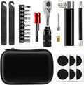 Bike Repair Tool Kit with Mini Pump & 10 Magnetic Bits - Alloy Multitool for Bicycle, MTB, Road Cycling - Portable Multifunction Tool Set Include Tire Inflator for Presta/Schrader Valves