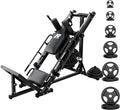RitFit Adjustable Leg Press and Hack Squat Machine with Weight Plate Set, Professional Home Gym Equipment with Linear Bearings, Specialized for Complete Lower Body Workouts and Weight Storage Posts
