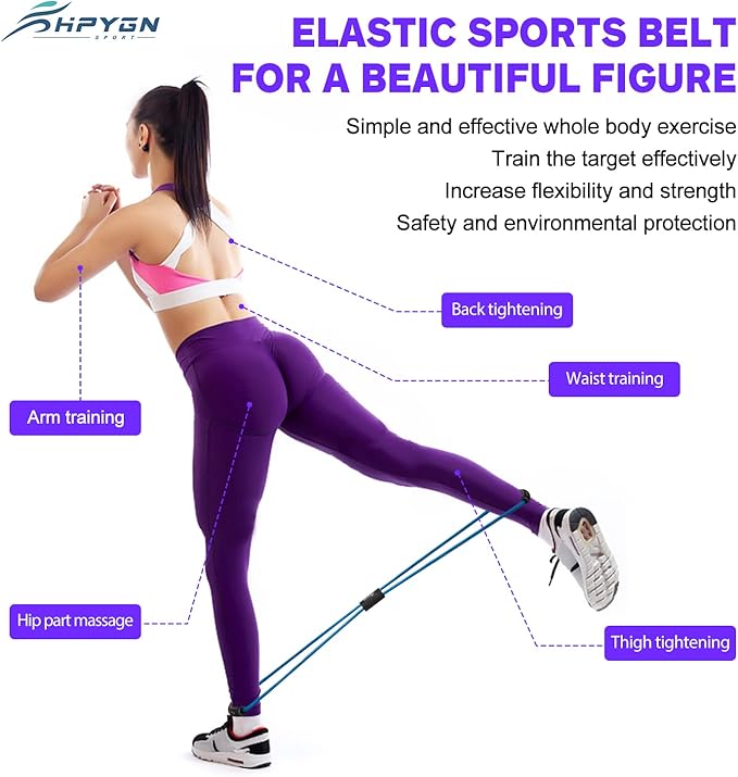 HPYGN Resistance Bands, Figure 8 Exercise Bands for Women Men, 8 Shaped Resistance Bands for Arms, Chest Expander, Yoga Gym Fitness Pulling Rope 8 Word Elastic for Exercise Muscle Training Tubing