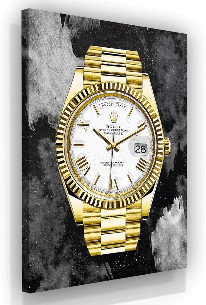 SuccessHunters Luxury Gold Watch Canvas Print Office Wall Decoration Home Decor Modern Art Prints Inspiration Motivation Inspire Entrepreneur Quote Inspirational Motivational House Decal (18" x 12")