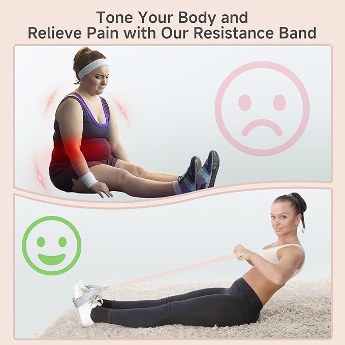 Fabric Resistance Band with Handles, 120lb Full-Body Excercise Band, Non-Slip Elastic Bands for Strength Muscle Training, Stretch Band Workout Equipment for Leg Arm Chest Core Wrist Ankle