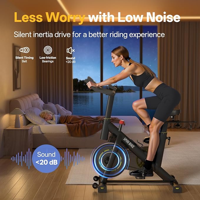 YAMO Exercise Bike, Upgraded Stationary Bikes for Home Cardio with App Compatible, Adjustable Quiet Magnetic Resistance Indoor Cycling Bike 300 LBS Capacity Comfortable Seat Cushion & Tablet Mount