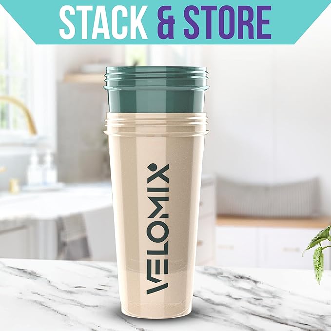 '-2 Pack- 28 oz Protein Shaker Bottles for Protein Mixes - 2x Wire Whisk | Leak Proof Shaker Cups for Protein Shakes | Protein Shaker Bottle Pack | Shakers for Protein Shakes-Blue&Beige