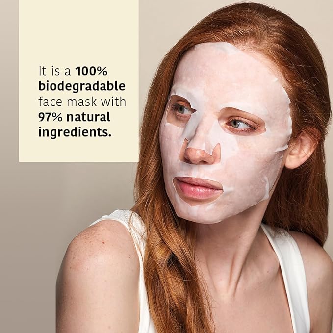 IROHA NATURE Face Masks - Packs for Better Skin (Pack of 5, Brightening & Hydrating Face Mask with Pure Vitamin C and Hyaluronic Acid)