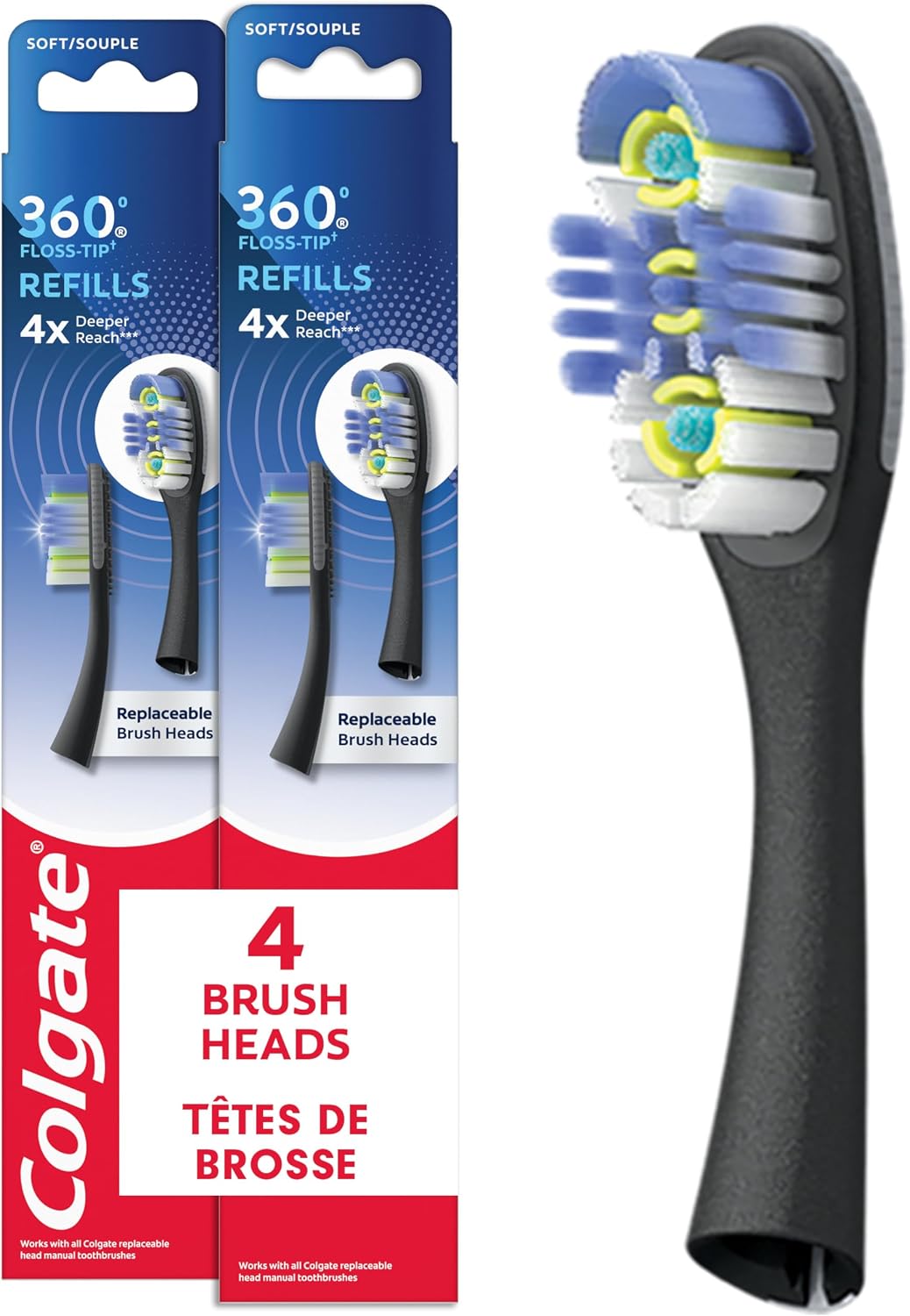 Colgate Keep Deep Clean Floss-Tip Replacement Brush Heads, 4 Count