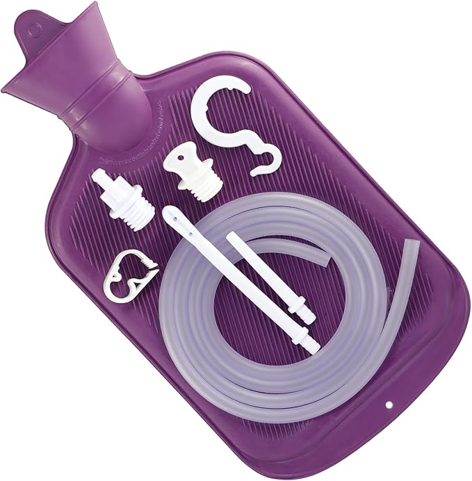 Enema Bag Kit with 5ft Hose Coffee Enemas at Home Water Shower Douche Colon Detox Cleanse Kit with Tubing, Tips, Clamp and Hook
