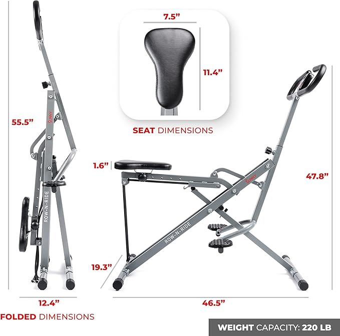 Sunny Health & Fitness Row-N-Ride Squat Machines for Home Glutes and Abs The Assist Trainer Workout Exercise Gym Butt Builder Equipment