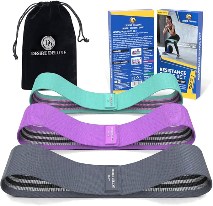 Desire Deluxe Resistance Band Exercise Workout Equipment Bands Set for Working Out Physical Therapy - Men & Women Elastic Stretch Booty Gym Equipment Accessories - Home, Fitness, Pilates, Yoga Pack 3
