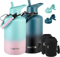 84oz Water Bottle with Straw - Triple Insulated Flask, 48hr Cold Retention Large Water Bottle, Leakproof Water Jug for Gym, Hiking, Camping, Outdoor Sports(2 pack,Mix Color)