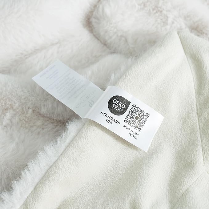 Cozy Bliss Faux Fur Throw Blanket for Couch, Cozy Soft Plush Thick Winter Blanket for Sofa Bedroom Living Room, 60 * 80 Inches Beige