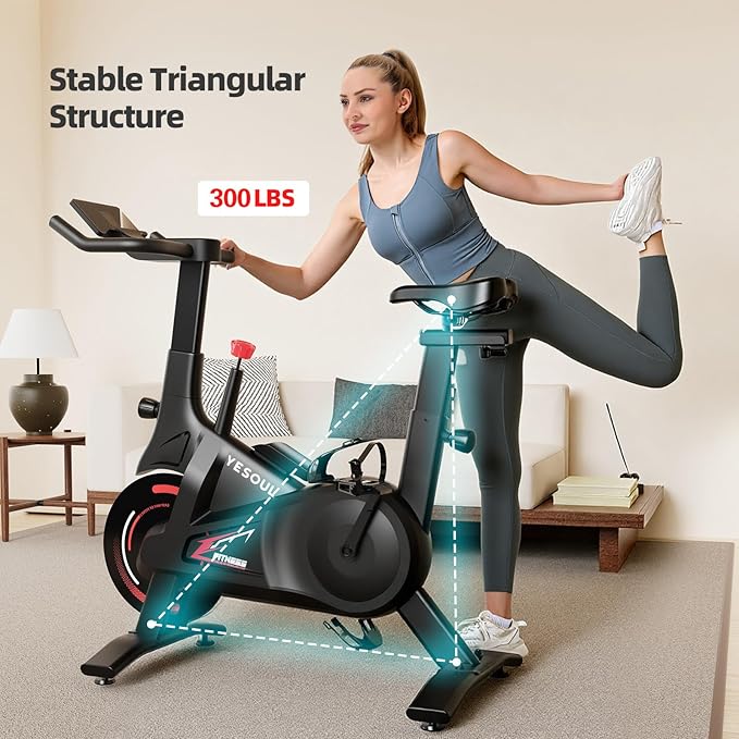 Yesoul Black Exercise Bike for Home,Smart White Cycling Bike Magnetic Stationary Bike, Low Noise Indoor Cycling Bike for Home Gym Electric Stationary Bike with Tablet Mount & Comfortable Seat Cushion for Women Apartment Workout Bike for Fitness