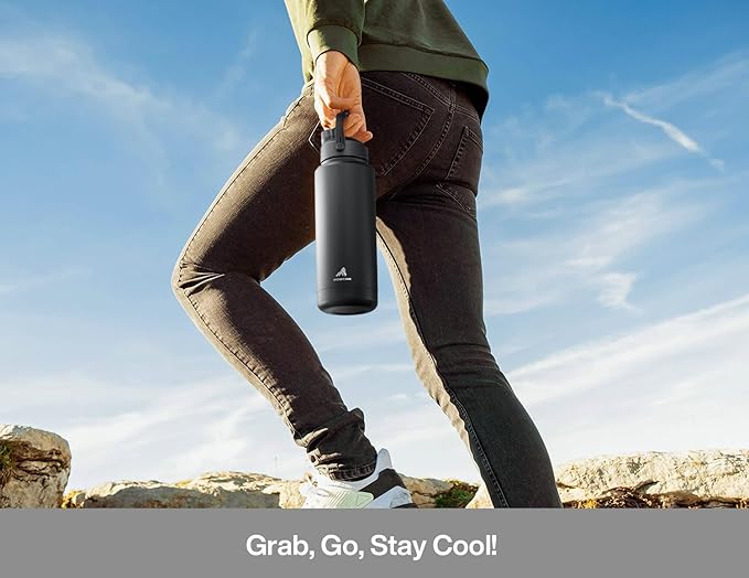 40 oz Insulated Water Bottle with 2-in-1 Straw and Spout Lid, Glow-in-the-Dark, 24H Cold, Leakproof, BPA-Free, Double Wall Stainless Steel for Sports, Gym, Travel, and School (Luminous Flutter)